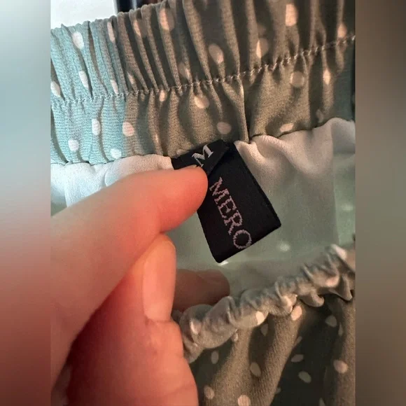 Women’s Merokeety Sage Green Spring Polka Dot Tiered Midi Skirt - Picture 4 of 5